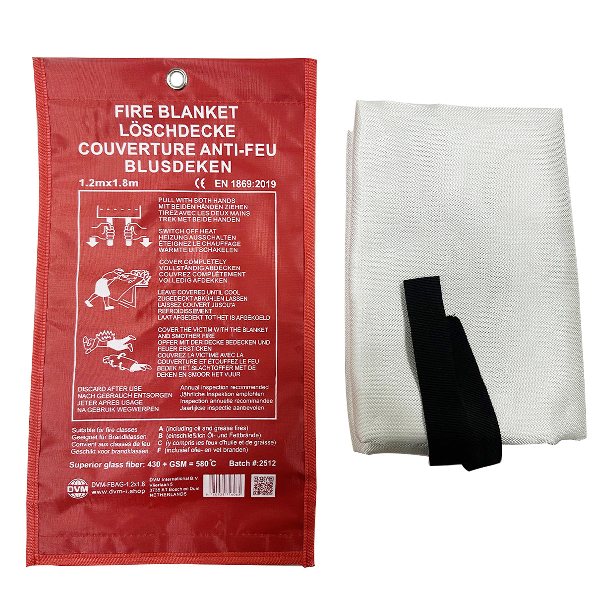 DVM-FBOX-1.2x1.8: Professional Fire blanket in Box, seize 1,2x1,8 m.