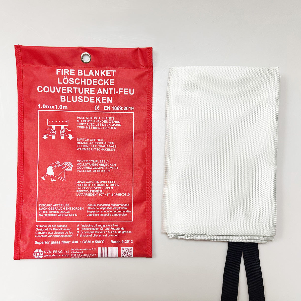 DVM-FBOX-1x1: Professional Fire blanket in Box, seize 1x1 m.
