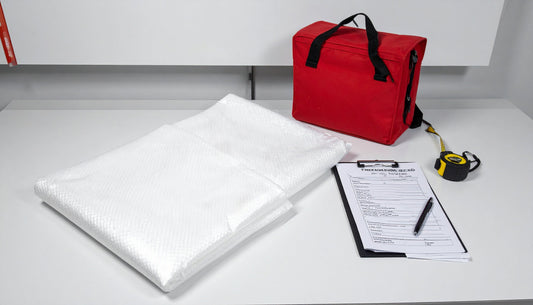 Koopgids voor blusdekens met vergelijking van de afmetingen van glasvezel blusdekens en veiligheidschecklist