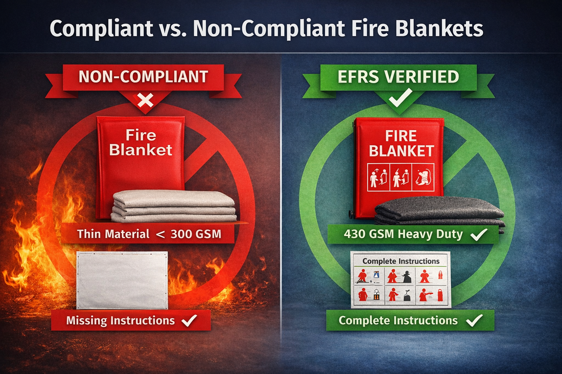 Compliant vs non-compliant fire blanket comparison EN 1869:2019