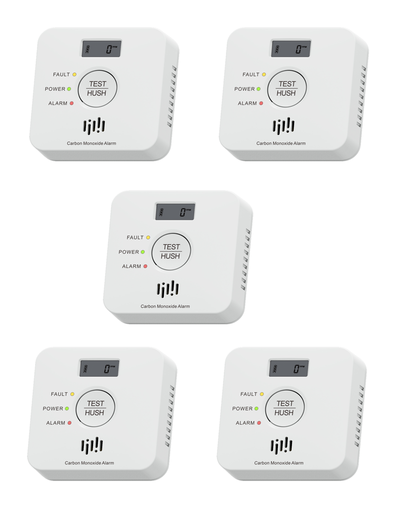 DVM-CDA30-5: Set of 5x CO-alarm DVM-CDA30.