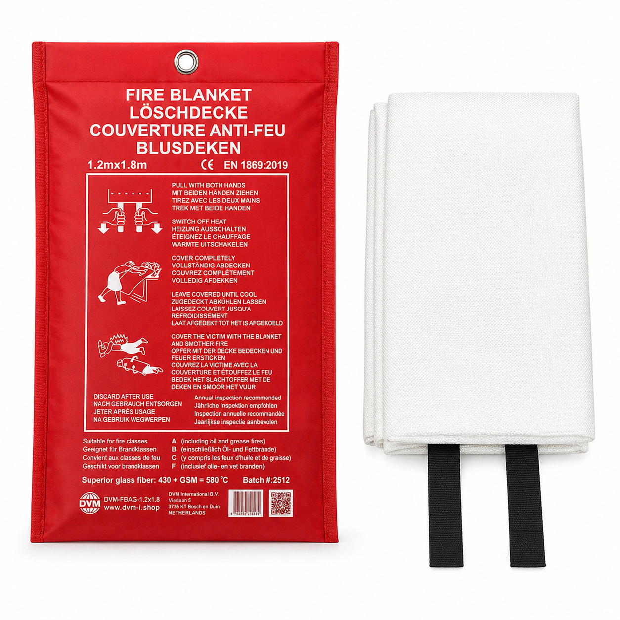 DVM-FBAG-1.2x1.8 : Couverture anti-feu professionnelle en sac, taille 1,2x1,8 m.