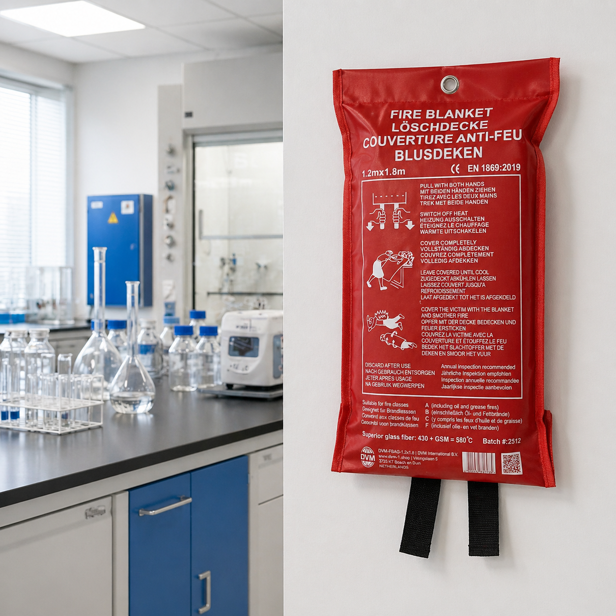 DVM-FBAG-1.2x1.8 : Couverture anti-feu professionnelle en sac, taille 1,2x1,8 m.