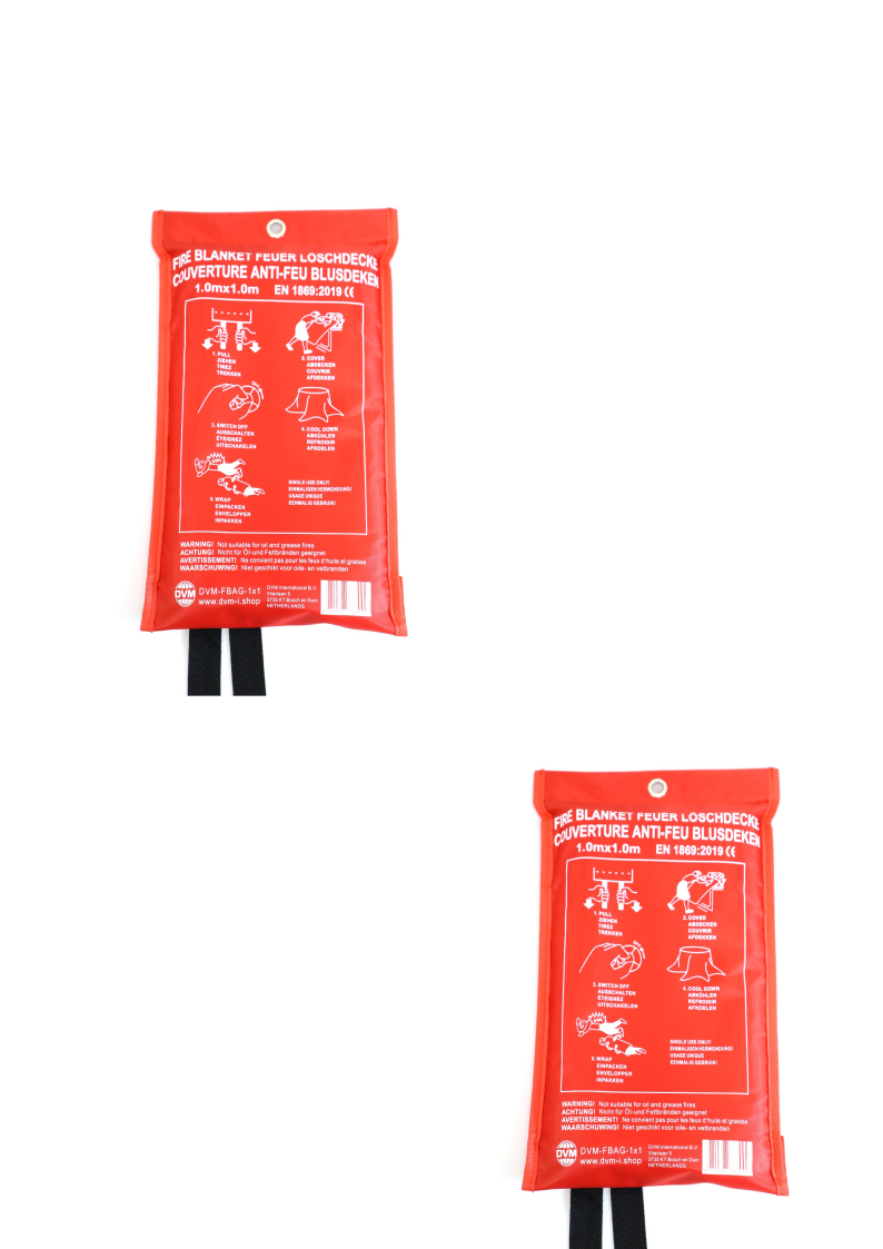 DVM-FBAG-1x1-2: 2x Superior fire blanket in bag, seize 1x1 m