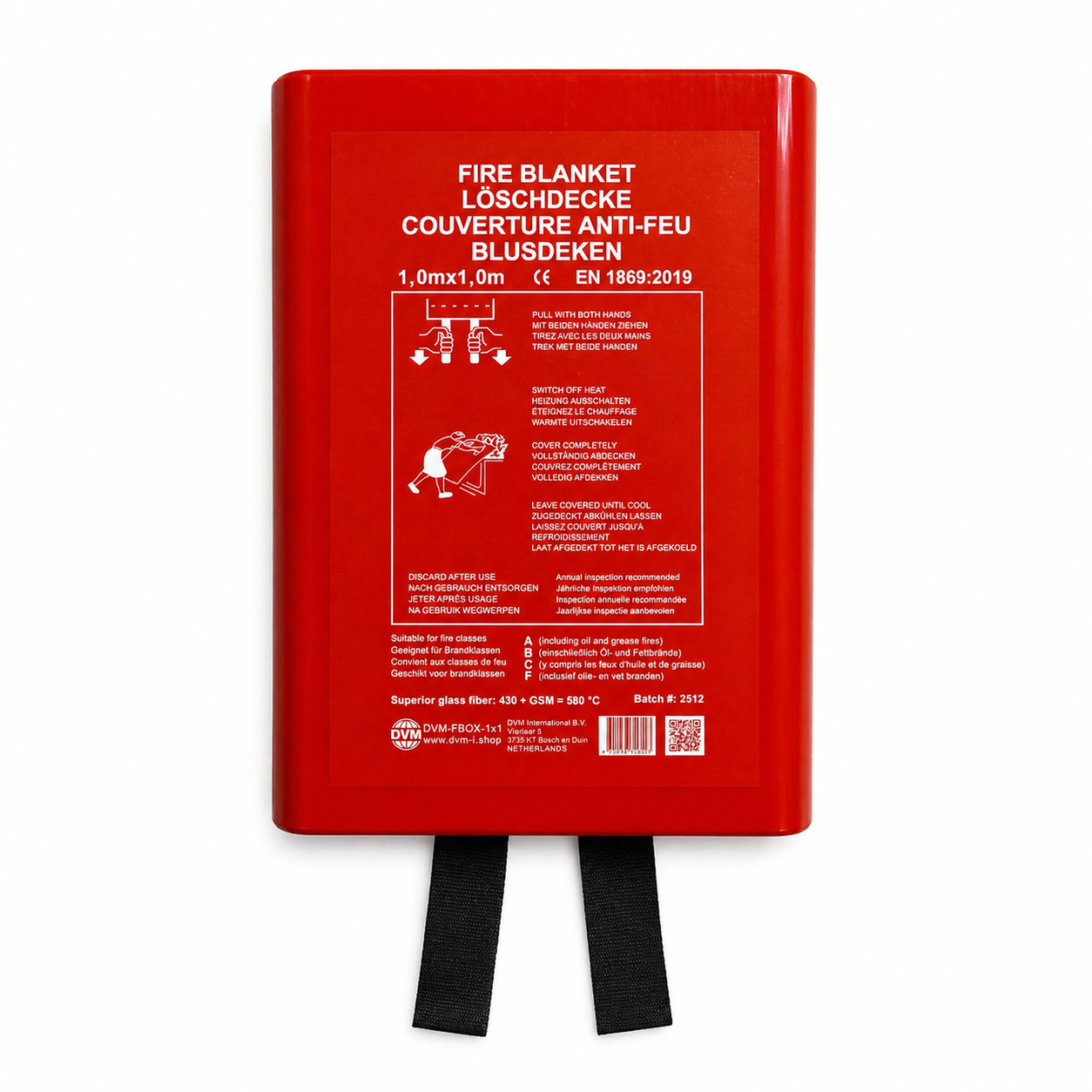 DVM-FBOX-1x1 : Couverture anti-feu professionnelle en boîte, taille 1x1 m.