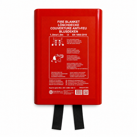DVM-FBOX-1x1: Professionelle Löschdecke in box, Größe 1x1 m.