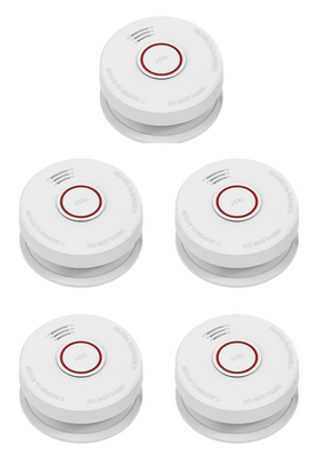 DVM-SB90-5: Set of 5 optical smoke detectors DVM-SB90, replaceable battery