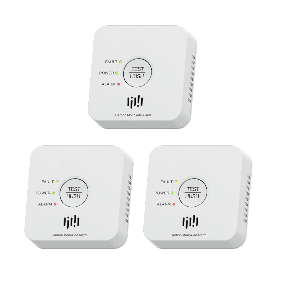 DVM-CBL30R-3: Set of 3 Carbon monoxide detectors DVM-CBL30R: LCD-display, fixed 10-year battery, wireless interconnection